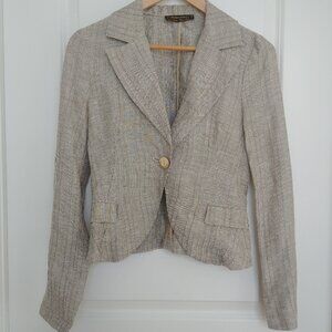 Vintage Rinascimento Italy Linen Cotton Striped Blazer Jacket Small
